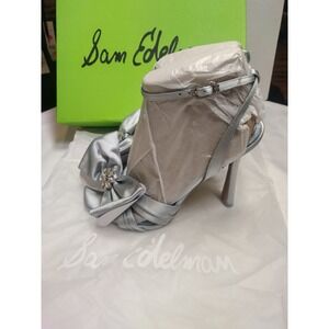 Sam Edelman Kacey Satin Bow Crystal Brooch Sandals Light Blue Heels 8.5 NEW